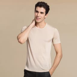 SuyaDream Men T shirt 100%Natural Silk O neck Short Sleeved Chic Solid Tee 2026 New Spring Summer Top White