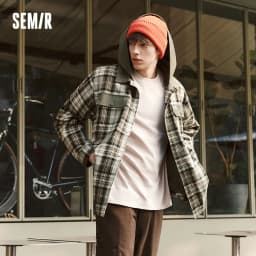 Semir Men Jacket Plaid 2026 Detachable Hooded Outdoor Urban Casual Everyday Style Soft Comfortable Daily Wear Trendy