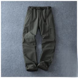 Men Fleece Lined Cargo Pants Winter Outdoor Loose Straight Softshell Hiking Pants Autumn Winter Thick Windproof Snow Trousers