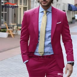 Navy Elegant Men's Suit Business Formal Work Wear Slim Fit Pants Jacket 2 Piece Set Groom Wedding Tuxedo