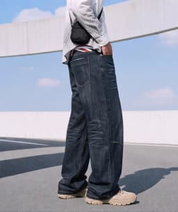 British Style Heavy Washed Baggy Men's Jeans Autumn Winter Denim Pants Man Rice Shaped Flag Wide Leg Straight Woman Trouser Male