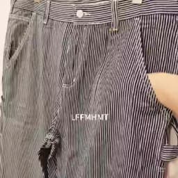 3903 Good Quality Striped Jeans For Man Multi Pockets Cargo Style Straight Casual Loose Trendy Streetwear Boyfriend Denim Pants