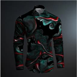 2024 New Geometry 3D Printing Color Block Abstract Fashion Casual Men's Shirt Party Street Spring and Autumn Lapel Long Sleeve