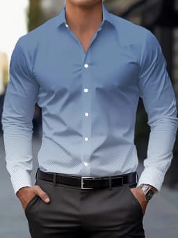 Men's Stylish Casual Long Sleeve Shirt Breathable Tops Gradient Casual Business Shirts Full Sleeve shirts Turn-Down Collar