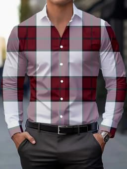 Men's Stylish Casual Long Sleeve Shirt Breathable Tops Gradient Casual Business Shirts Full Sleeve shirts Turn-Down Collar