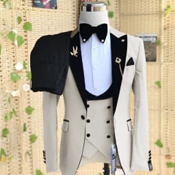 Wedding Men's 3-piece Suit Set (Jacket Pants Vest) Groom Tuxedo Formal Blazer Elegant Suit for Men