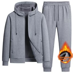 2025 Mens Winter Fleece Running Set Hooded Cardigan Sweatshirt Pants 2 Piece Tracksuit Sports Outfit Casual ensemble jogging