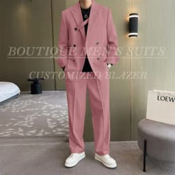 Fashion Ivory Loose Suits For Men Boyfriend Clothing 2026 New Casual Jacket Pants 2Pcs Set Custom Made Male Wear costume homme
