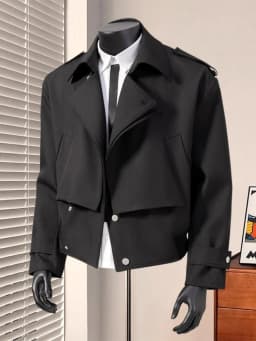 British Dandy Blazer Collar Jacket Men's Spring Autumn Oversized Asymmetric Metal Button Coat Versatile Business Casual Jacket