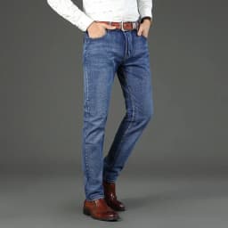 2-piece Set 2025 New WhinLEE Black and Blue Business Elite Jeans Micro Elastic Straightleg Multicraft High-quality Denim Pants