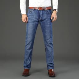 2-piece Set 2025 New WhinLEE Black and Blue Business Elite Jeans Micro Elastic Straightleg Multicraft High-quality Denim Pants