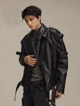 Mauroicardi Spring Autumn Cool Short Shiny Pu Leather Moto & Biker Jacket Men Belt Luxury Designer American Vintage Clothes 2025
