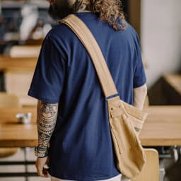 Maden Retro Plant Blue-dyed Short-Sleeve Tee Ancient Cloth Splicing Pocket T-shirt Cotton Round Neck Tops for Men's Summer Tee