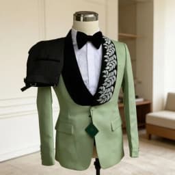 Formal Suits for Men with Leaves Details 2 Pieces Slim Fit Wedding Mix Match Separates Single Breasted Elegant Groom Wear