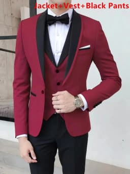 Solid Men's Wedding Suit One Button Shawl Lapel Jacket Vest Pants Dinner Groom Tuxedos Slim Fit Formal Business Suits