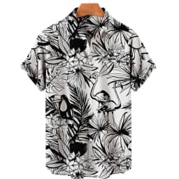 For Men Tropical Jungle Flamingo 3d Print Hawaiian Shirt Summer Street Short Sleeves Tops Harajuku Lapel Button Loose Blouse