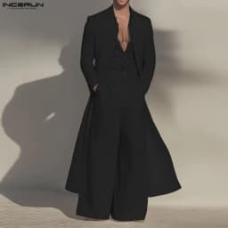INCERUN Men Sets Solid Lapel Long Sleeve Blazer & Jumpsuits Pants Two Pieces Sets Streetwear Loose Fashion Casual Men's Suits