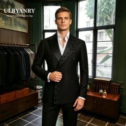 Elegant Embellished Suit Set for Men Trend Double Buttons Formal 2-Pieces Suit (Jacket Pants) XXS-7XL Customized Blazer Trousers