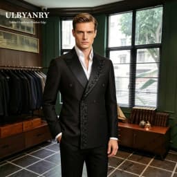 Elegant Embellished Suit Set for Men Trend Double Buttons Formal 2-Pieces Suit (Jacket Pants) XXS-7XL Customized Blazer Trousers