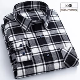 Man Clothing 100% Cotton Flannel Long Sleeve Plaid Winter Casual Shirt Anti-Wrinkle Soft Brushed Fabric Multi-Color Plus Size