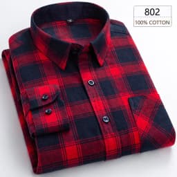 Man Clothing 100% Cotton Flannel Long Sleeve Plaid Winter Casual Shirt Anti-Wrinkle Soft Brushed Fabric Multi-Color Plus Size