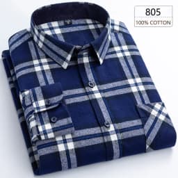 Man Clothing 100% Cotton Flannel Long Sleeve Plaid Winter Casual Shirt Anti-Wrinkle Soft Brushed Fabric Multi-Color Plus Size