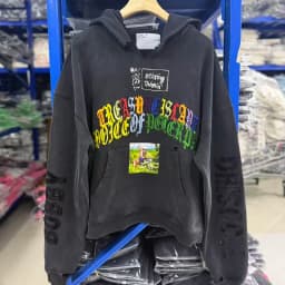 Tear Collar Chest Embroidery Colorful Label Paly Hoodie Men Women Dropped Shoulder Sweatshirts Washed Fade Loose Pullovers