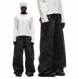 F8 Heavy‑Duty Patchwork Straight‑Leg Baggy Cargo Pants Reworked Workpants