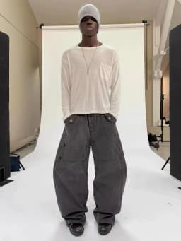 F8 Heavy‑Duty Patchwork Straight‑Leg Baggy Cargo Pants Reworked Workpants