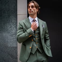 Classic Men Sage Green 3 Piece Suit Single Breasted Slim Fit Jacket Vest Pants Set Elegant Groom Wedding Formal Outfit