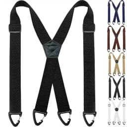 Heavy Duty Work Suspenders with 4 Gripper Clasps Anti-slip Elastic Pants Braces 3.8cm Wide Elegant X-Type Suspenders