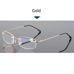 May Flower Blue Light Blockin Ultralight Memory Titanium Rimless Reading Glasses Men&Women Presbyopic Eyeglasses +1.0 +1.5 +2.0