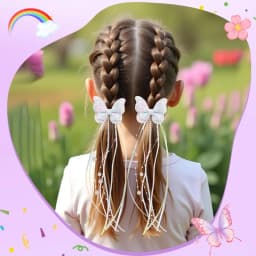 2Pc Cute Gradient Butterfly Hair Clips for Girls Shiny Long Tassel Ribbon Bows Hair Accessories Sweet Princess Style Barrettes f