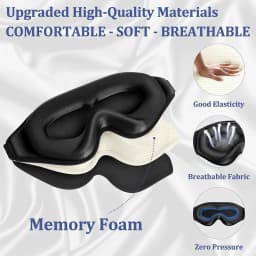 3D Eye Mask, Comfortable & Breathable Sleep Mask with Nose Pad, Adjustable Size Eye Cover for Sleeping, Travel & Nap, Blackout