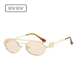 New Trendy Double Beam Metal Frame Oval Sunglasses Trendy Streetwear Women Brand Design Sun Glasses Unisex Sunnies UV Protection