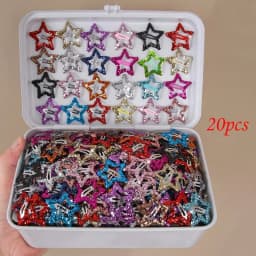 20Pcs Hollowed Star Hair Clips Colorful Sequins Star Snap Hairpins Sweet Headpiece Hair Barrettes Hair Accessories for Girls