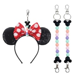 Mickey Mouse Ears Holder for Backpack Bag Beaded Lanyard Keychain Trip Accessories Headband Hanging Display Organizer Decoration
