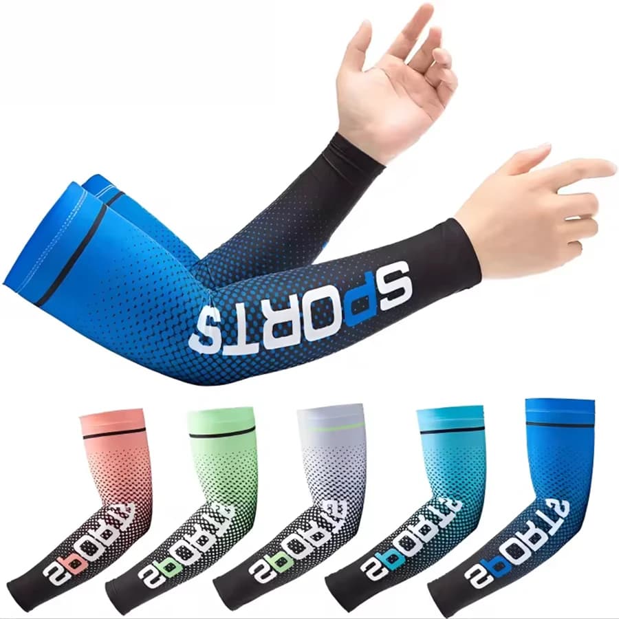 Summer Fashio Sunscreen Ice Silk Sleeve UV Sun Protection Cooling Anti-Slip Arm Sleeves Men Women Outdoor Sport Cycling