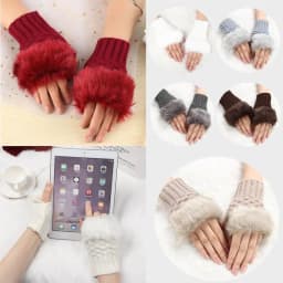 Winter Half Finger Elastic Thicken Warm Warm Mittens Knitted Gloves Faux Rabbit Hair Gloves