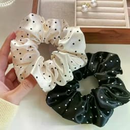 New Polka Dot Black And White Scrunchies Large Hair Bands Female Elegant Hair Rope Ties Ponytail Holder Headwear