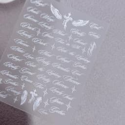 Black White Letter Words Nail Stickers Angel Wings Letter Mixed Designs Holographic Y2K Nail DIY Decorative Stickers