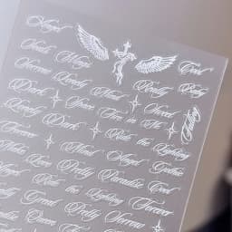 Black White Letter Words Nail Stickers Angel Wings Letter Mixed Designs Holographic Y2K Nail DIY Decorative Stickers