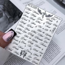 Black White Letter Words Nail Stickers Angel Wings Letter Mixed Designs Holographic Y2K Nail DIY Decorative Stickers