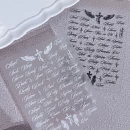 Black White Letter Words Nail Stickers Angel Wings Letter Mixed Designs Holographic Y2K Nail DIY Decorative Stickers