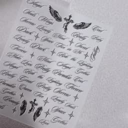 Black White Letter Words Nail Stickers Angel Wings Letter Mixed Designs Holographic Y2K Nail DIY Decorative Stickers