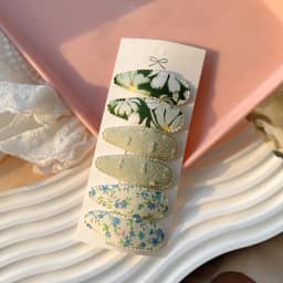 6Pcs/set Fresh Print Cotton Alloy Hair Clips for Kids Fabric Plaid BB Hairpins Girl Hairgripe Headwear Baby Hair Accessories
