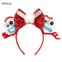Cartoon Mouse Ear Headband Sequins Bow Hairband Space Astronaut Cowboy Party Hair Accessory for Women Cosplay Costume Headwear