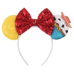 Cartoon Mouse Ear Headband Sequins Bow Hairband Space Astronaut Cowboy Party Hair Accessory for Women Cosplay Costume Headwear