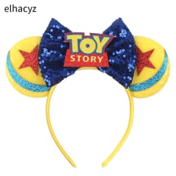 Cartoon Mouse Ear Headband Sequins Bow Hairband Space Astronaut Cowboy Party Hair Accessory for Women Cosplay Costume Headwear