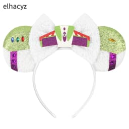 Cartoon Mouse Ear Headband Sequins Bow Hairband Space Astronaut Cowboy Party Hair Accessory for Women Cosplay Costume Headwear